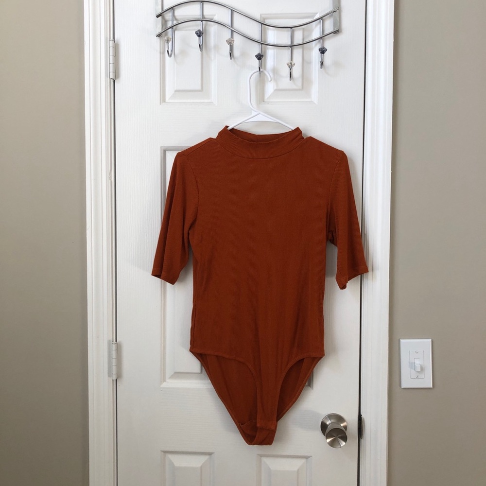 Burnt Orange/Terracotta Mock Neck Bodysuit